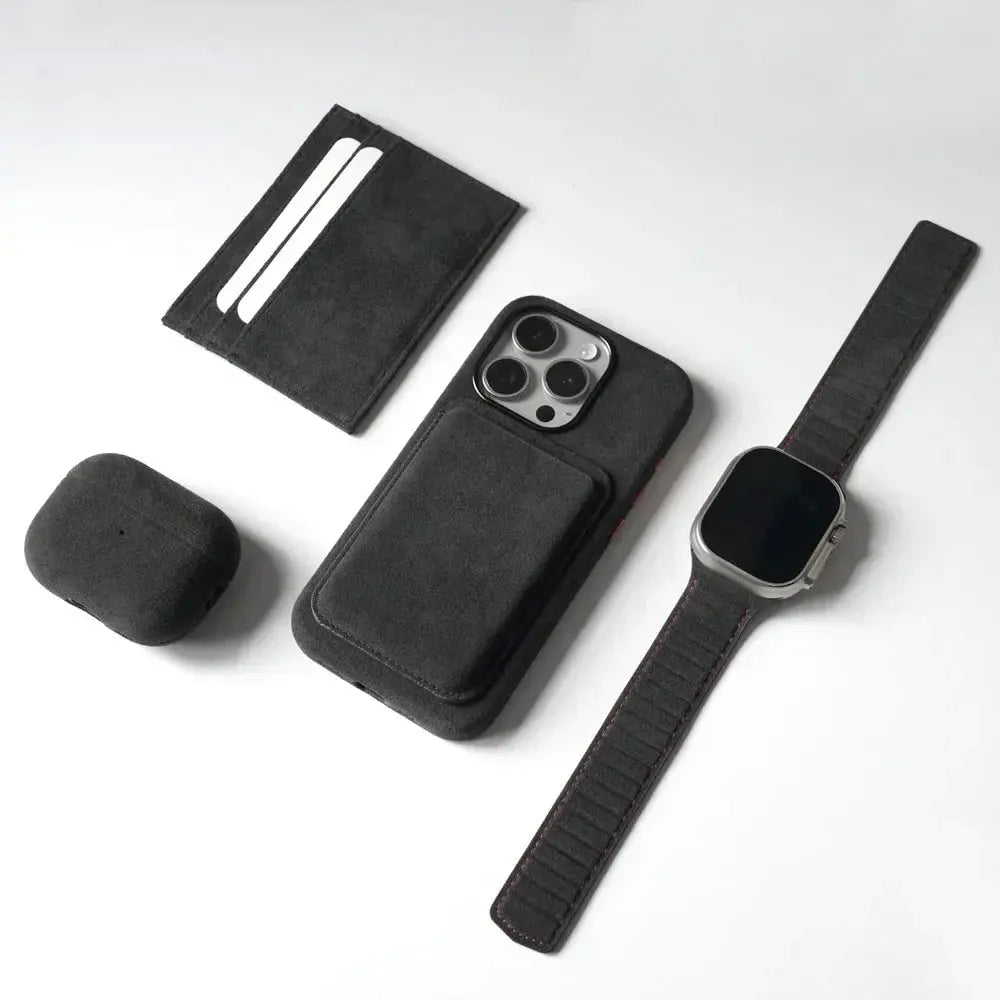 Magnetic Alcantara Card Holder Case for iPhone 17 PRO MAX - ICOVERLY