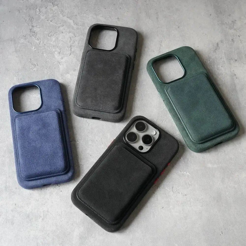 Magnetic Alcantara Card Holder Case for iPhone 17 PRO MAX - ICOVERLY